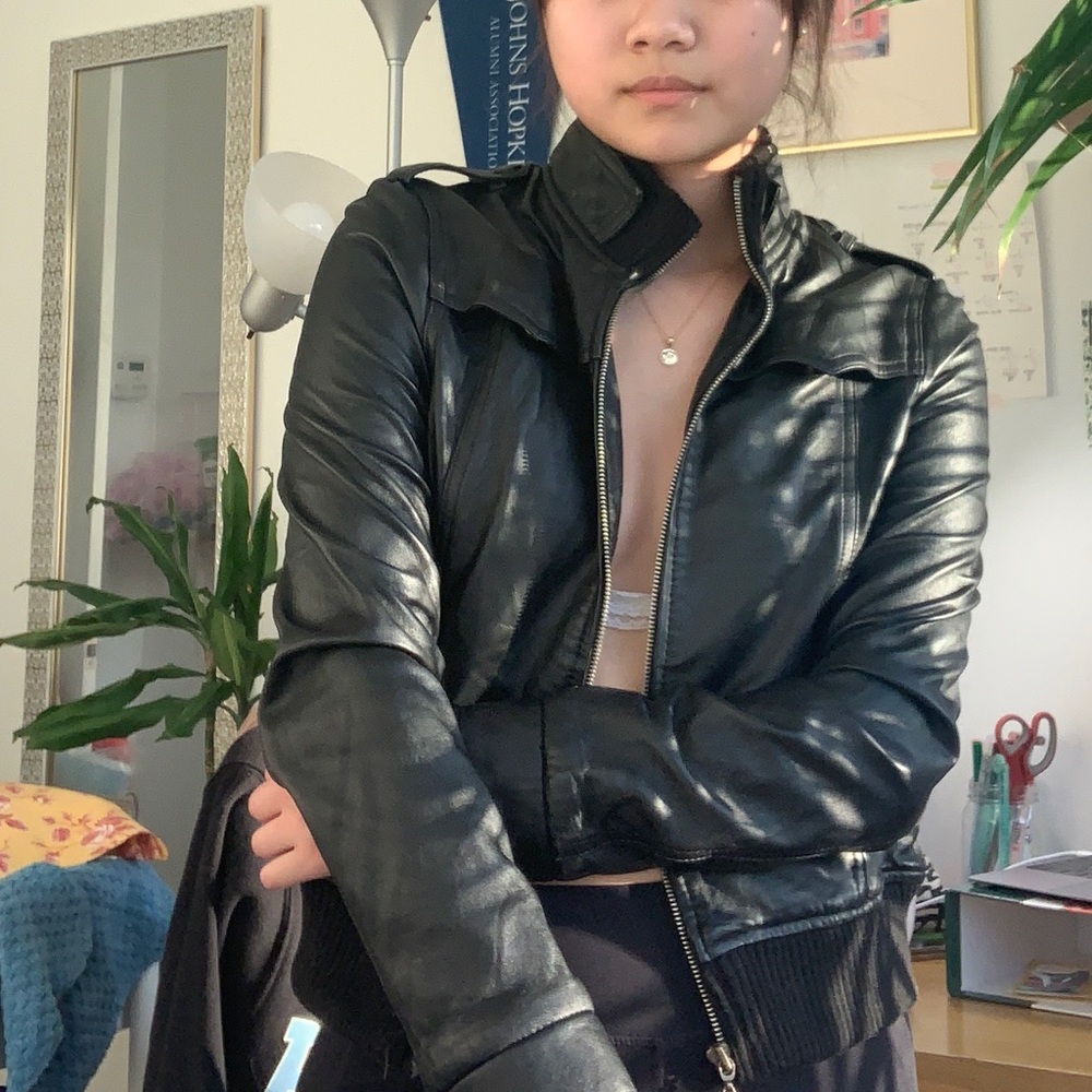 Black Sheepskin Leather Aviator Jacket